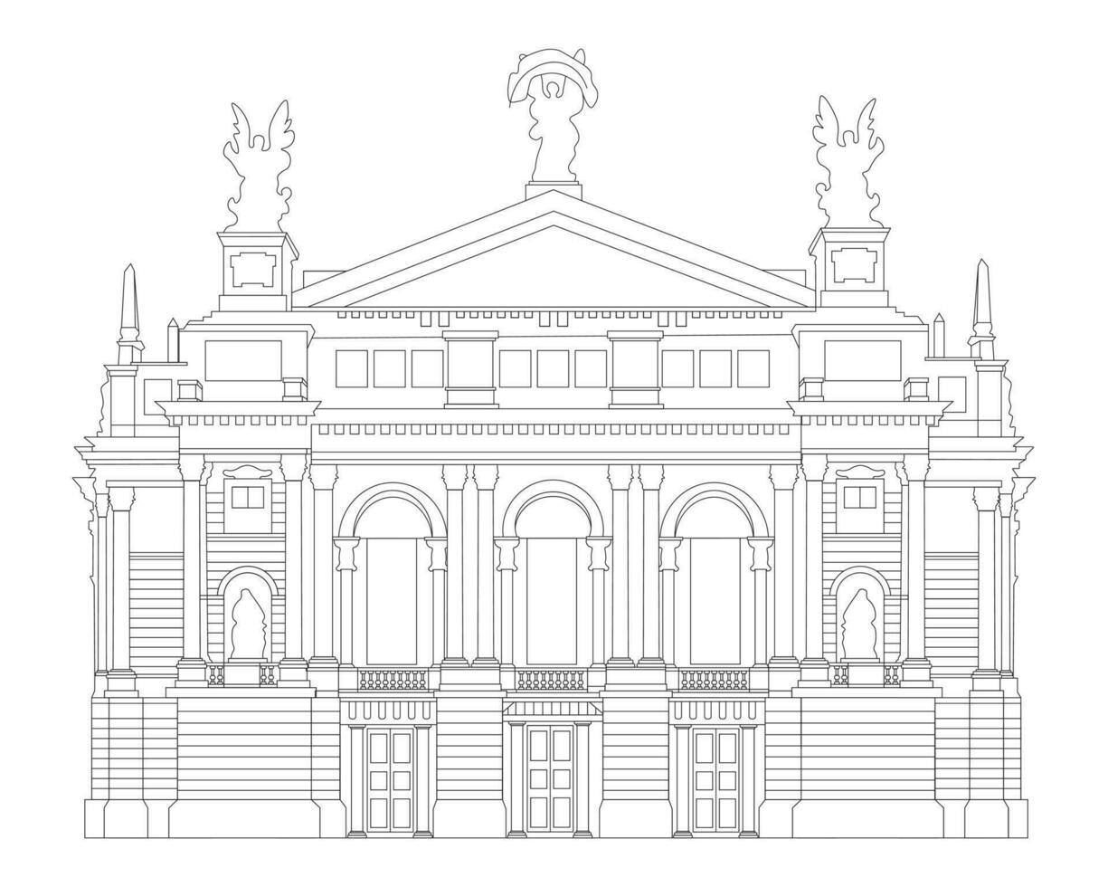 Ukraine. Lviv Theatre of Opera and Ballet vector