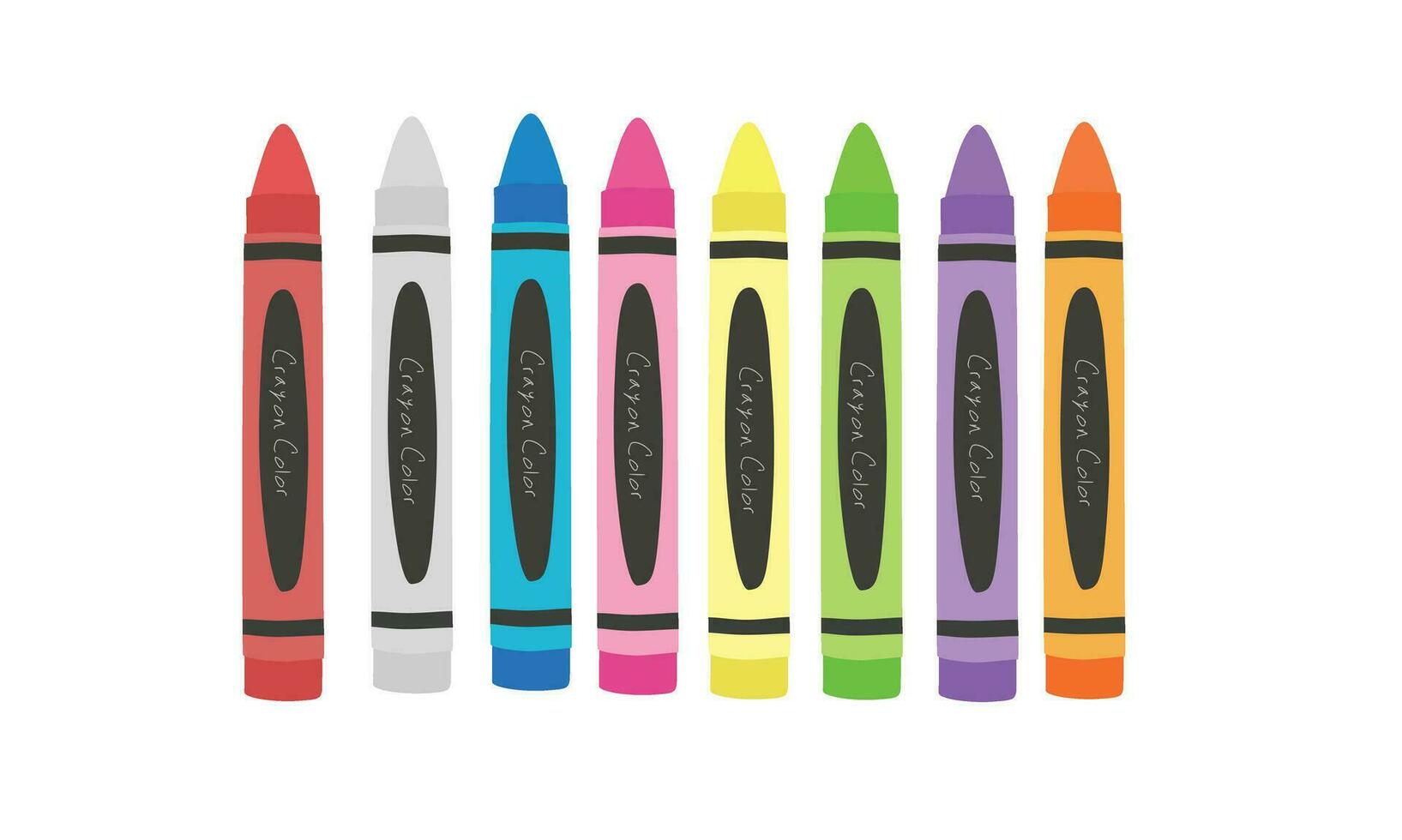 Crayon vector set or wax pastel vector set. Back to school concept. School supplies vector. Stationery. Crayon box. Learning and education concept. Flat vector isolated on white background.