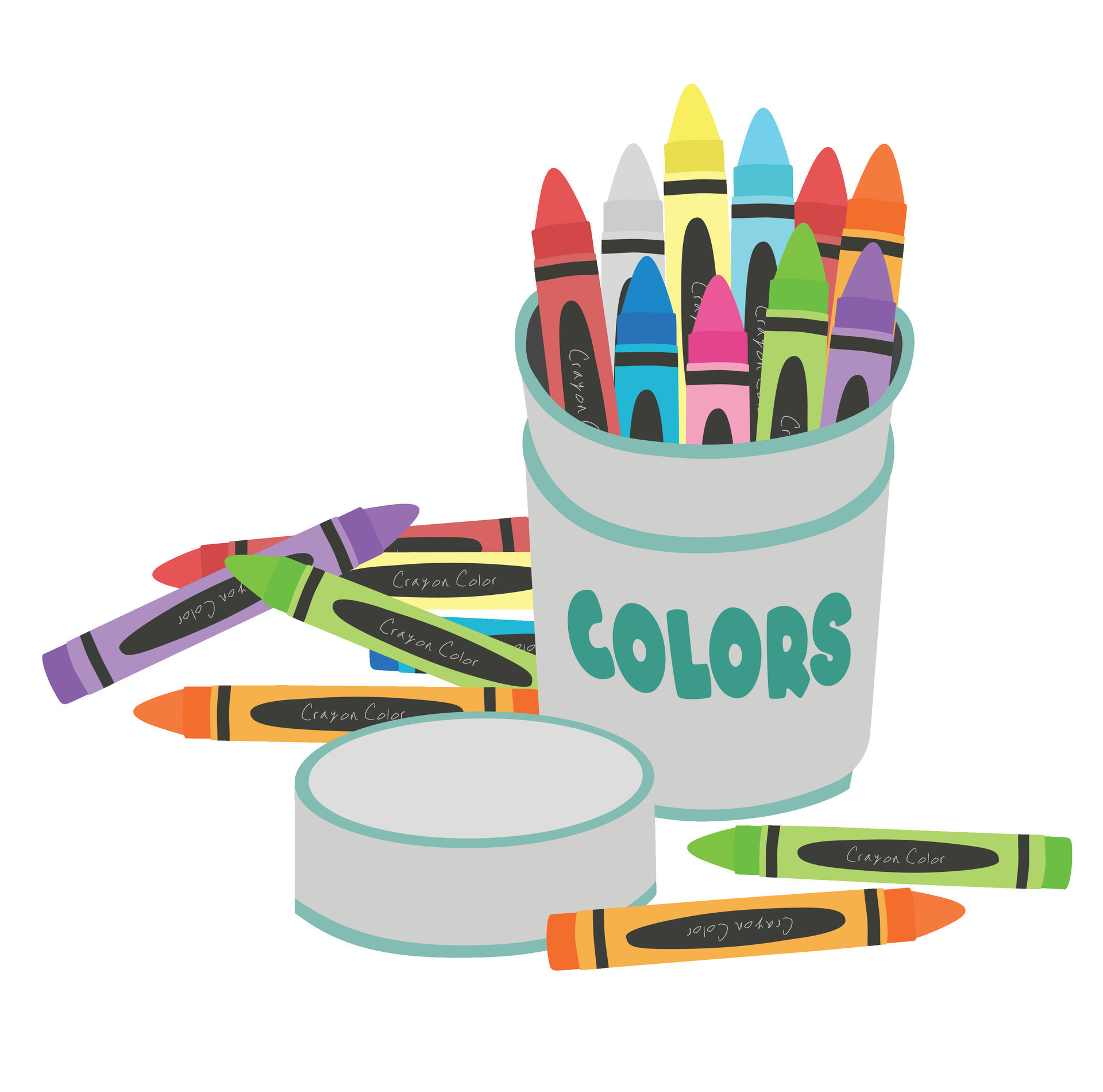 Wax Crayons Line And Solid Icon Back To School Concept Color