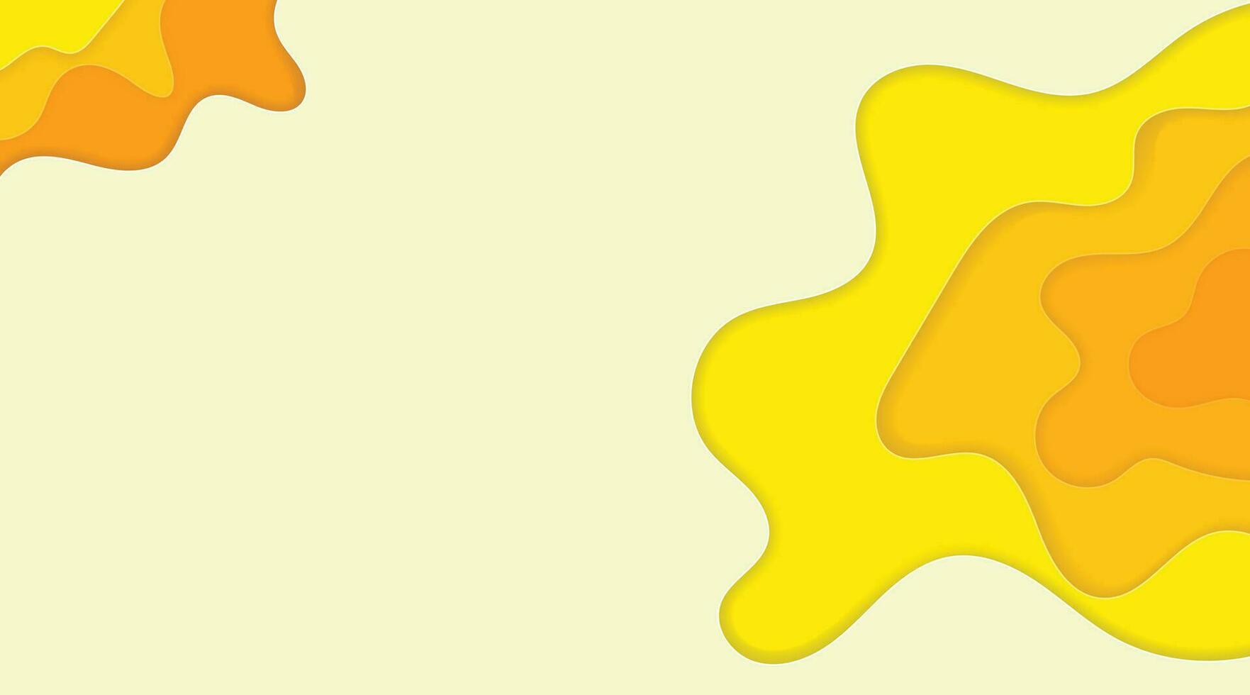 yellow orange waves paper cut layer banner background. abstract paper cut layer shape vector illustration