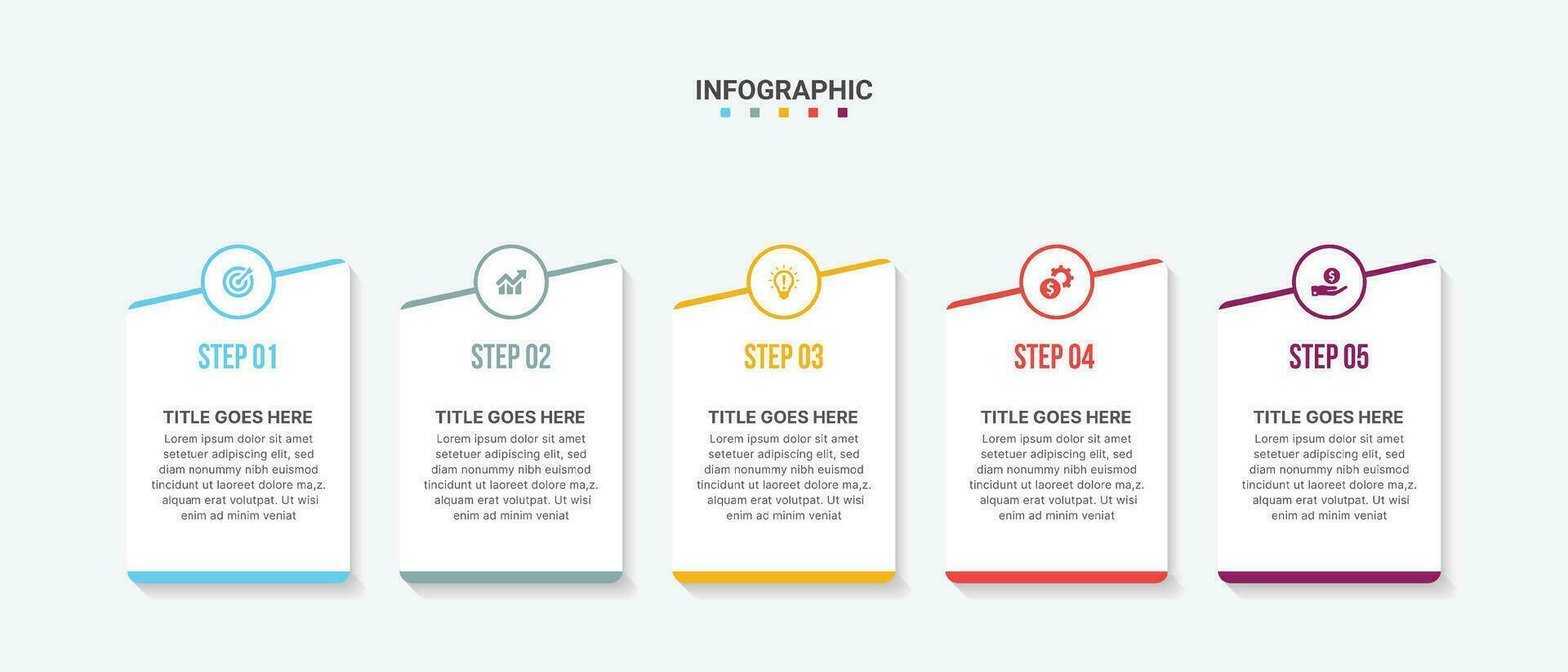 Five 5 Steps Options Business Infographic Template Design vector