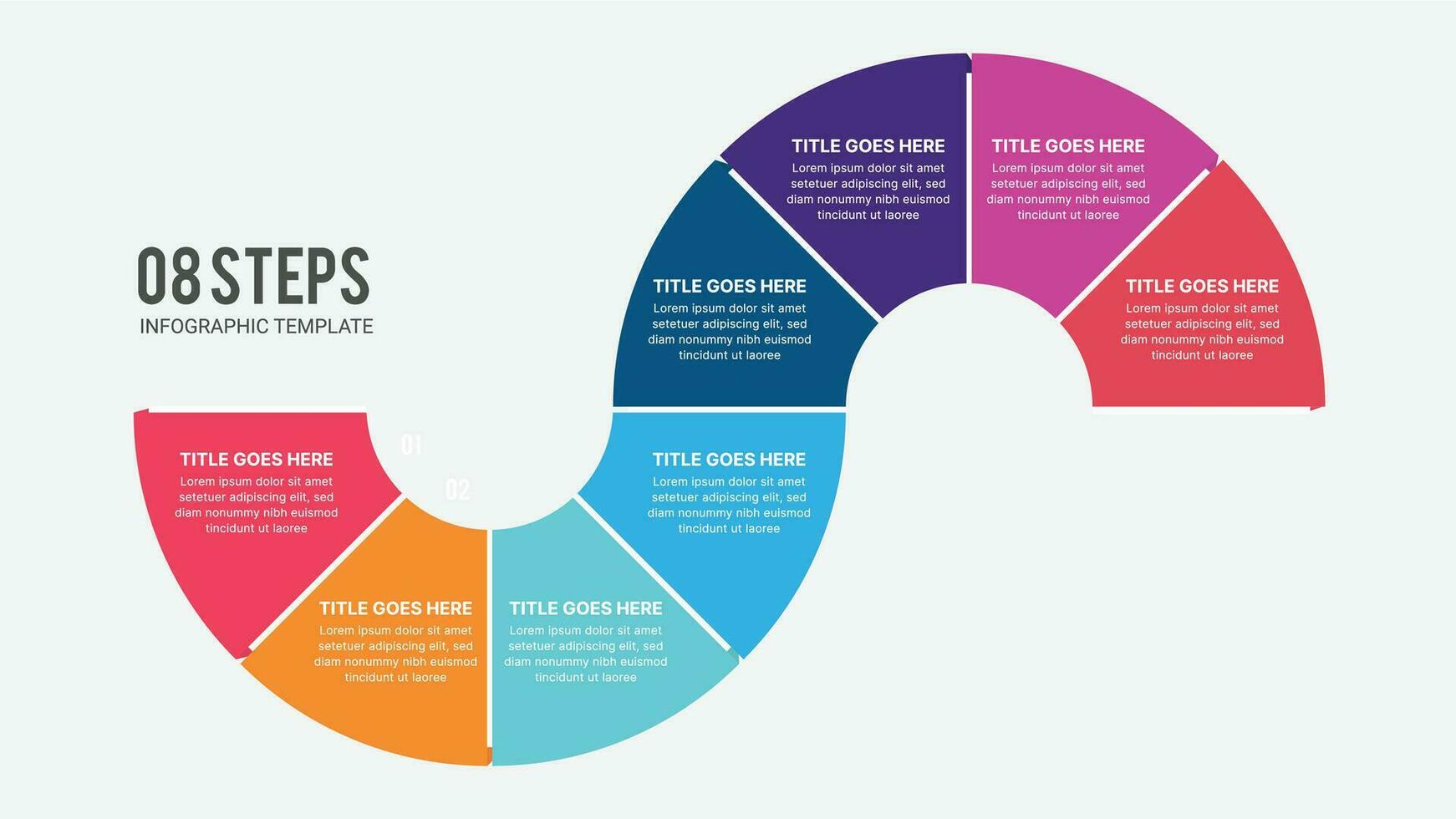 proceso flujo de trabajo diagrama, mapa vial infografía modelo con 8 pasos vector