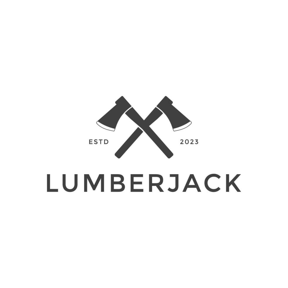 vintage lumberjack logo design template vector