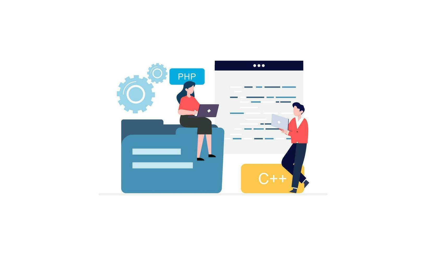 Development concept software development process website interface design improvement programming profesional vector