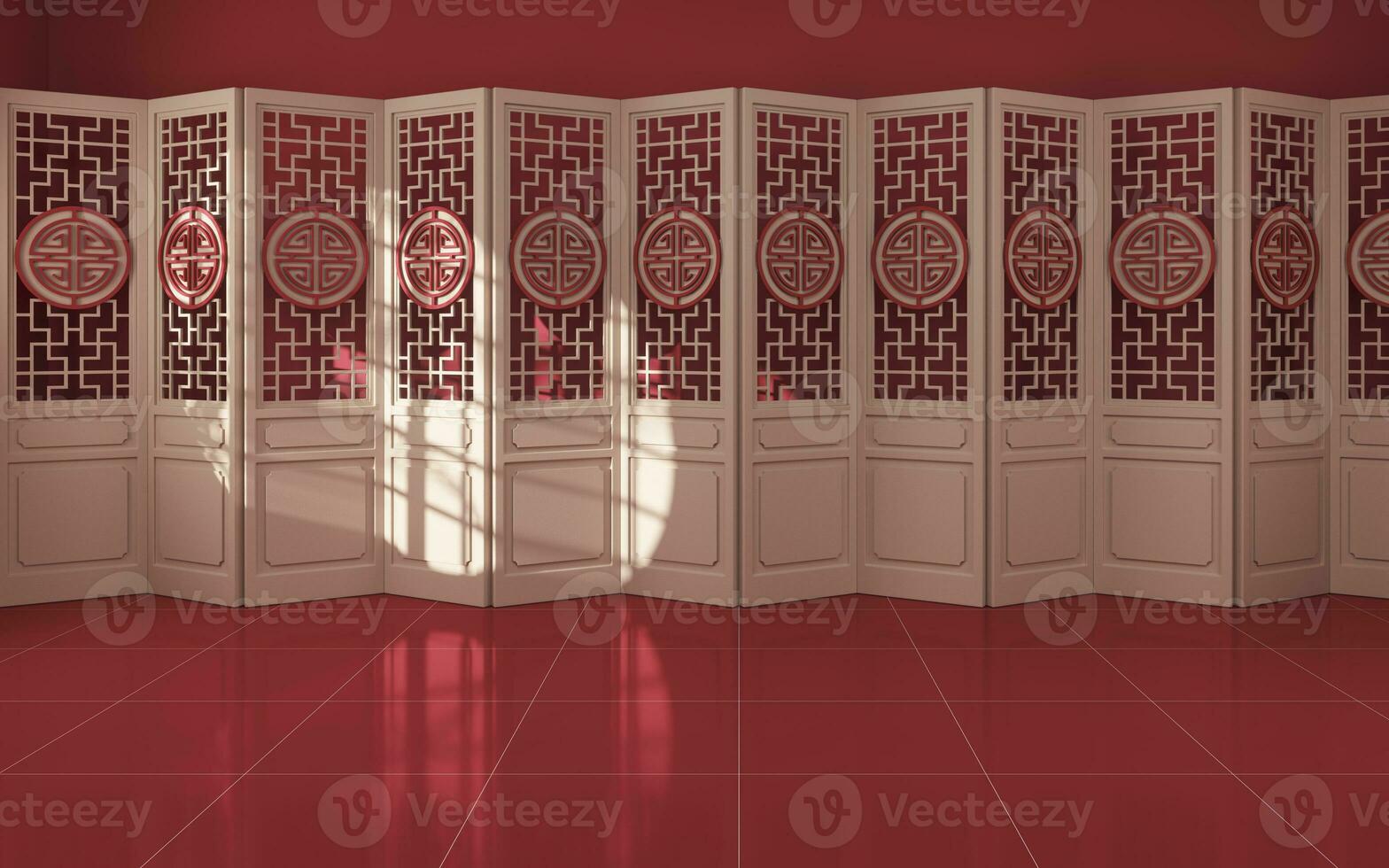 Chinese style empty room and screen, 3d rendering. photo