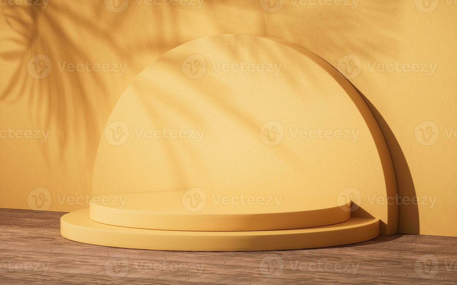 Empty stage with wood floor, 3d rendering. photo