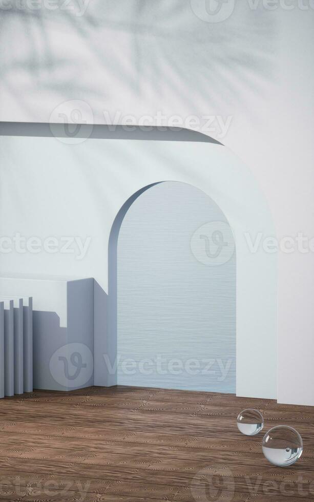 Empty wood floor background, 3d rendering. photo