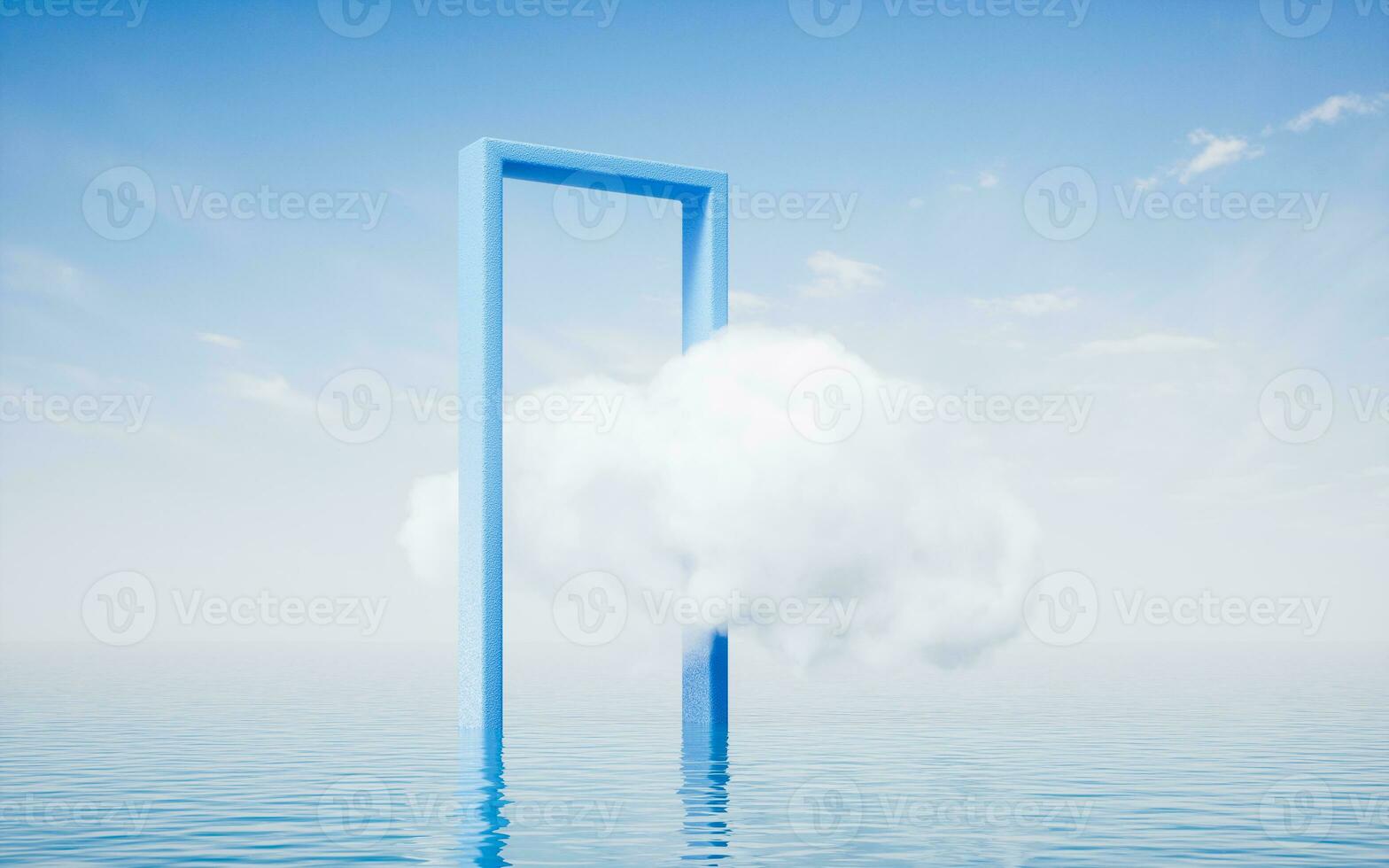 Cloud and geometry space, 3d rendering. photo