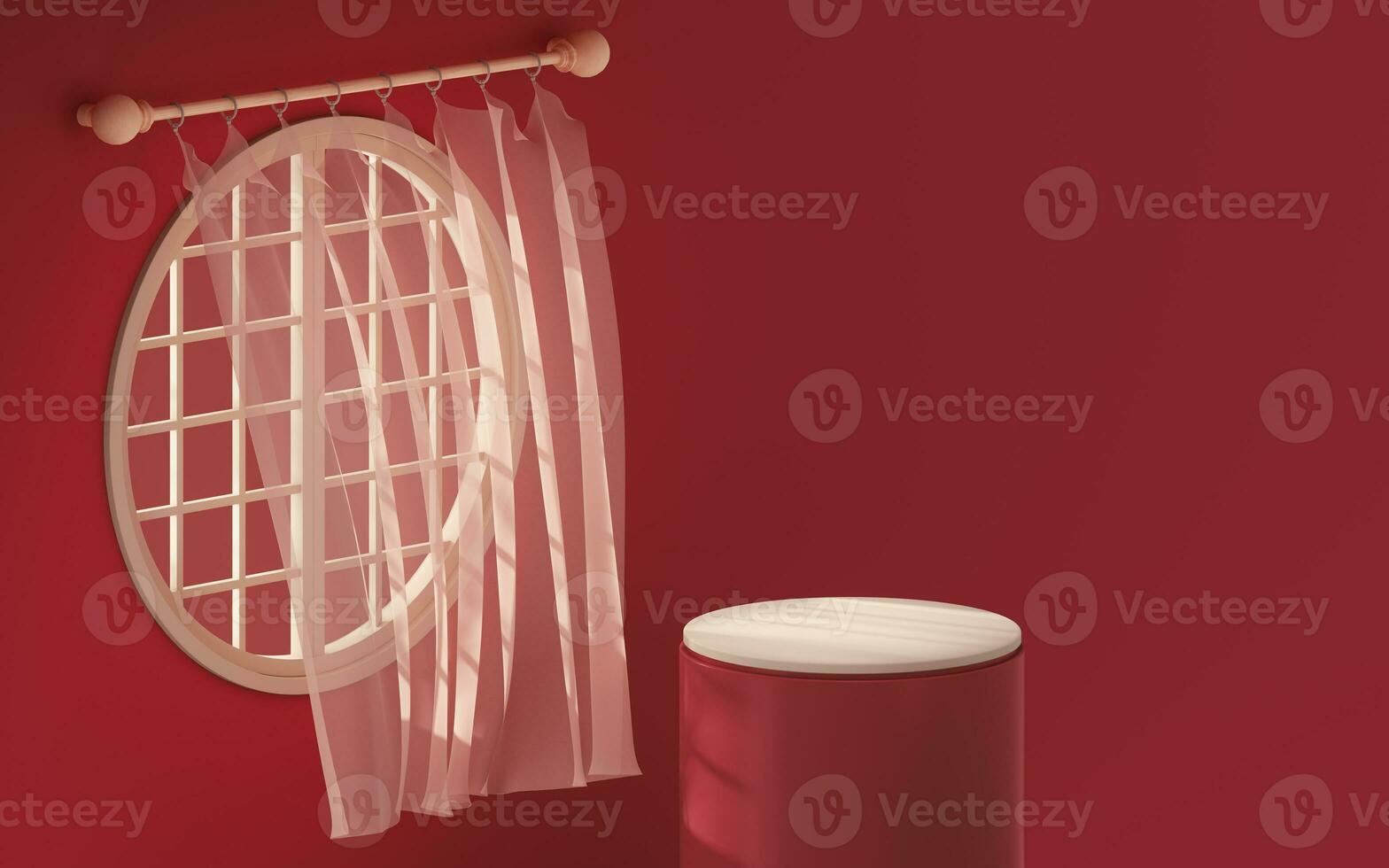 Empty stage and chinese style room, 3d rendering. photo
