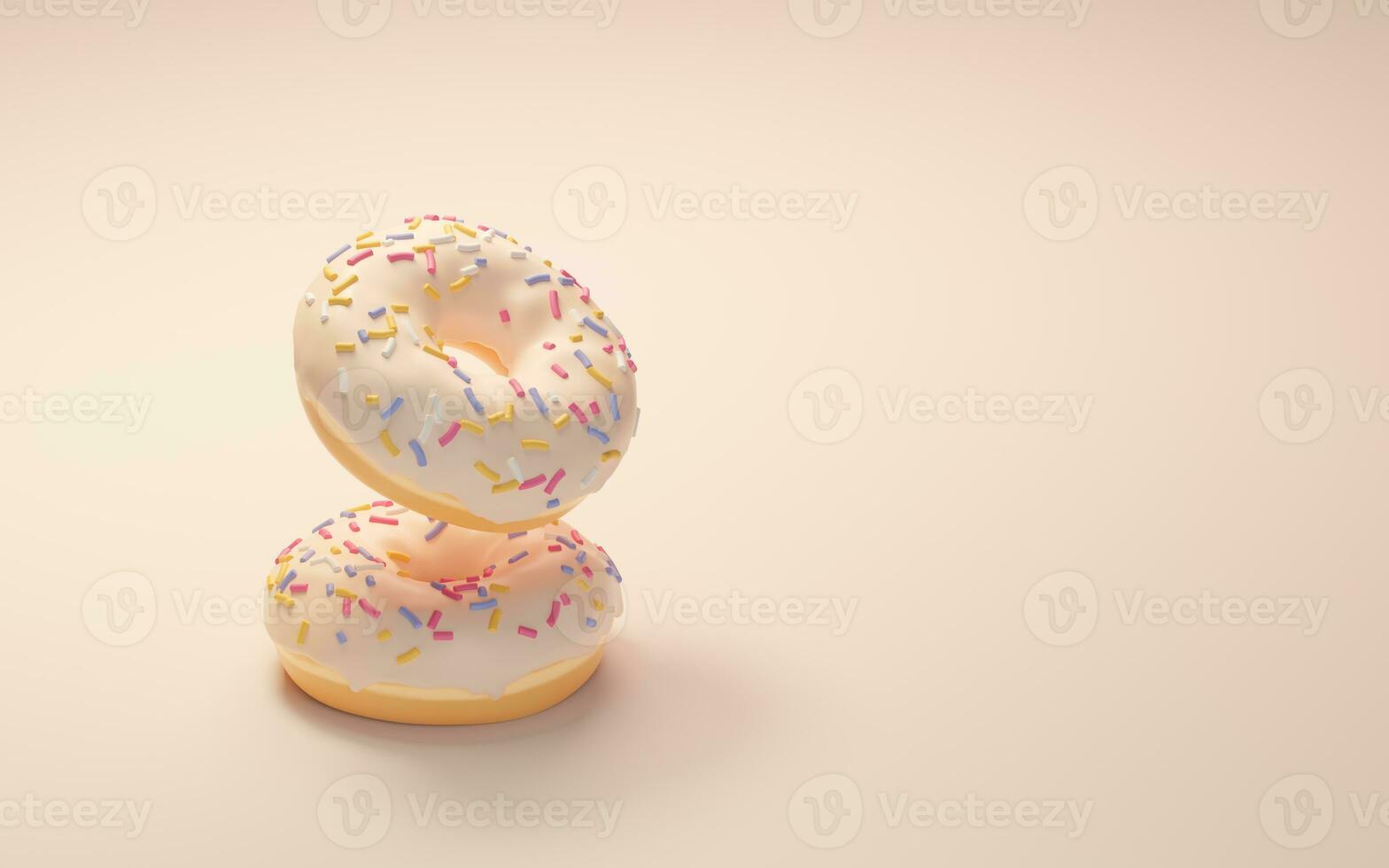Sweet donuts, bakery dessert, 3d rendering. photo