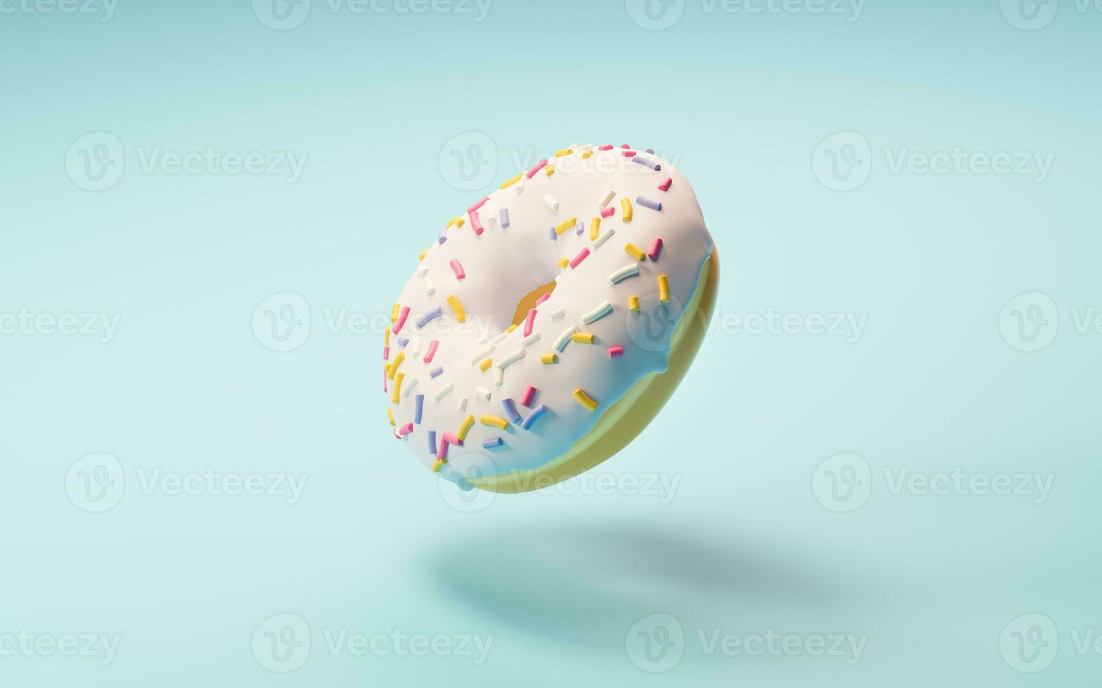 Sweet donuts, bakery dessert, 3d rendering. photo