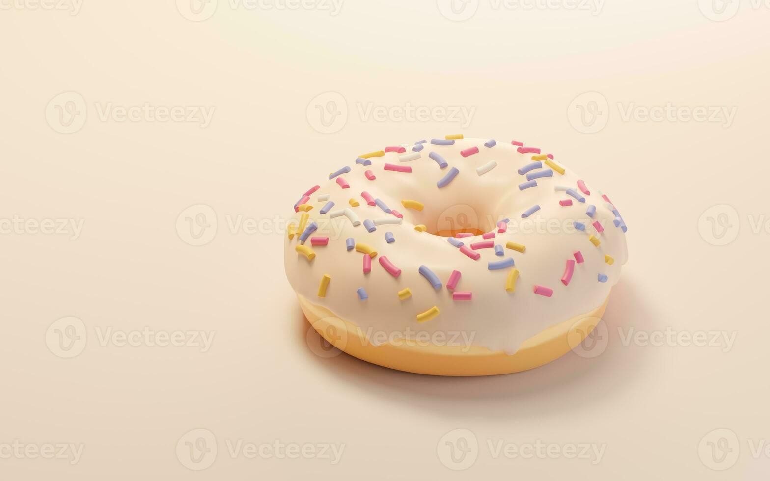 Sweet donuts, bakery dessert, 3d rendering. photo