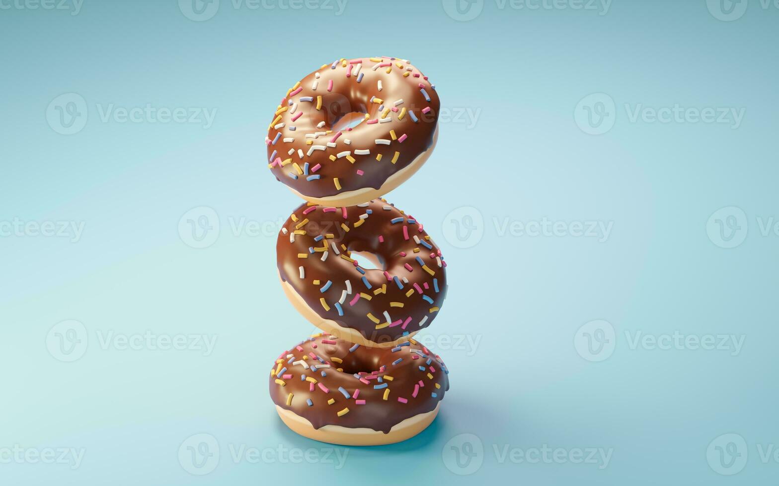 Sweet donuts, bakery dessert, 3d rendering. photo