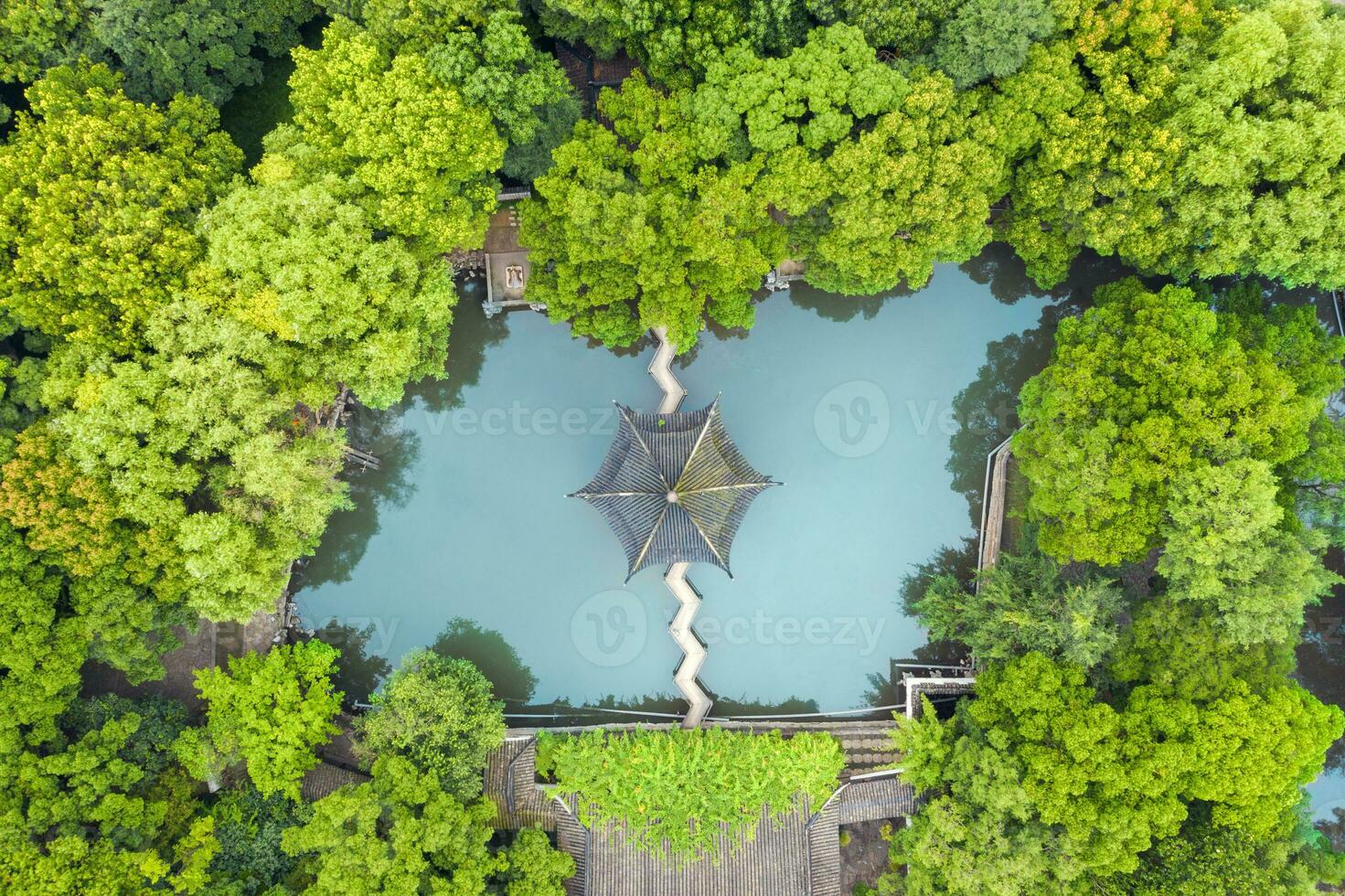 aéreo de antiguo tradicional jardín, Suzhou jardín, en porcelana. foto