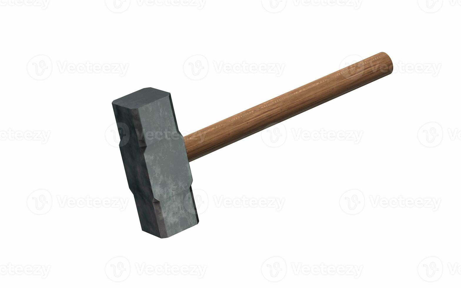 Metallic hammer with white background, 3d rendering. photo