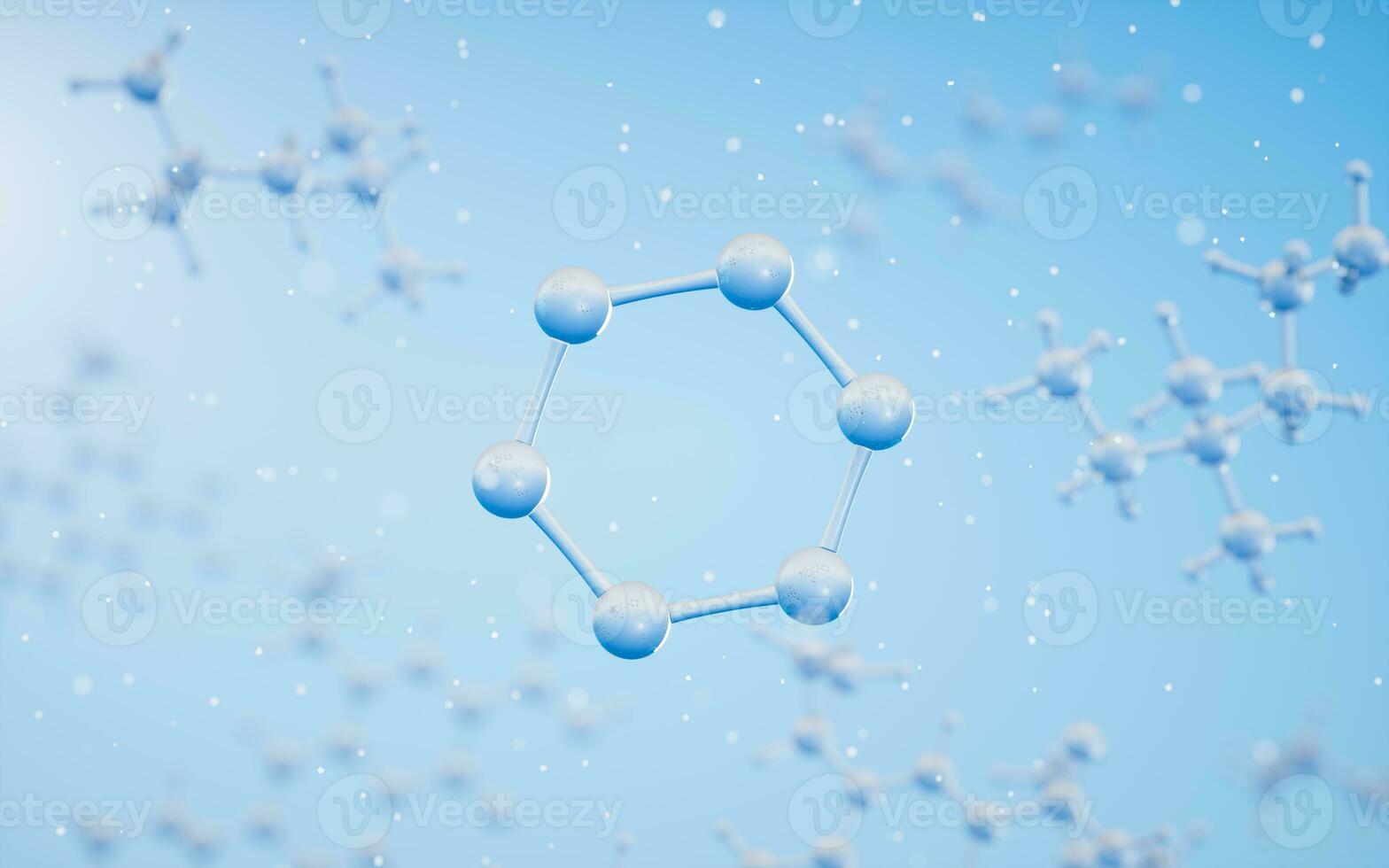 Chemical molecule with blue background, 3d rendering. photo