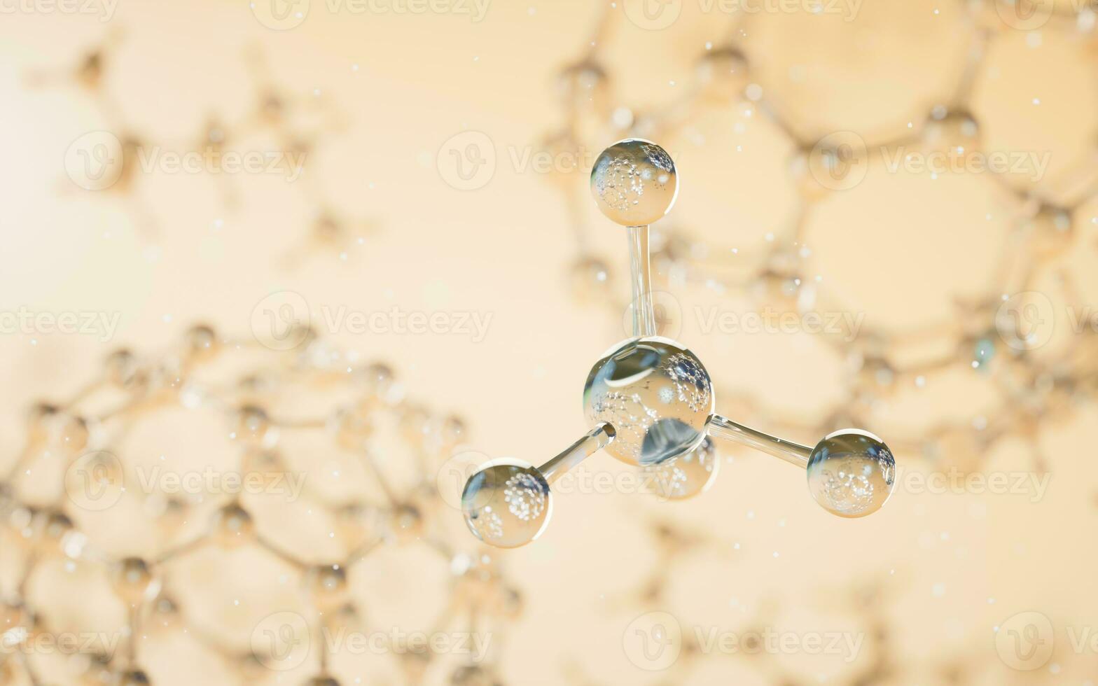 Chemical molecule with yellow background, 3d rendering. photo