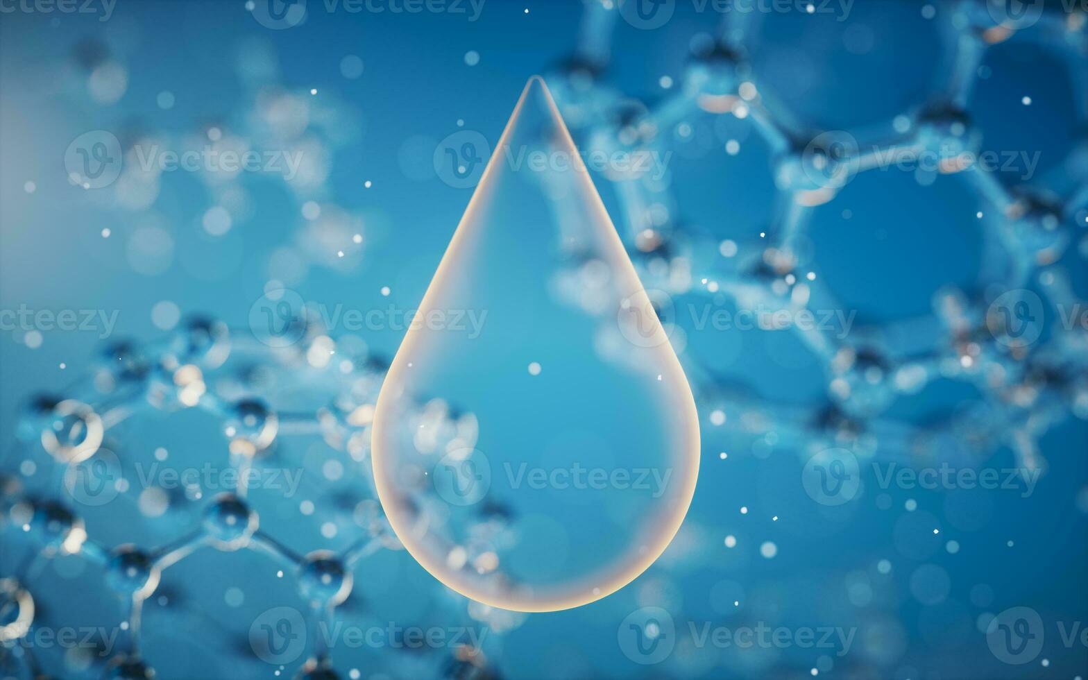 Liquid drop with blue background, 3d rendering. photo