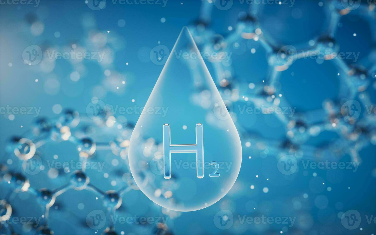 Hydrogen concept with blue background, 3d rendering. photo