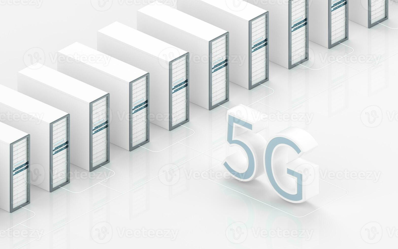 Information equipment and 5G communication technology, 3d rendering. photo