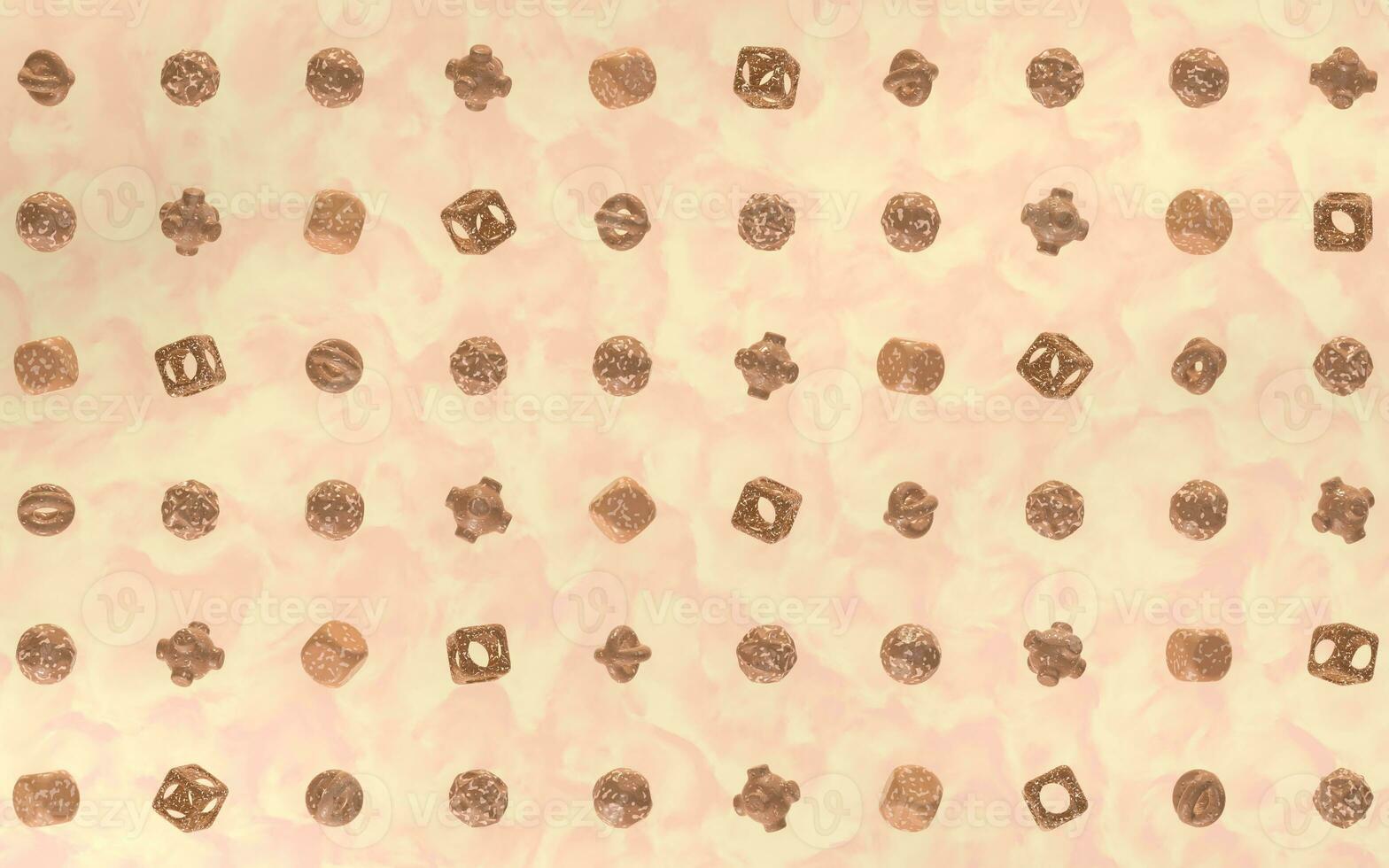 Chocolate biscuits with different shapes, 3d rendering. photo