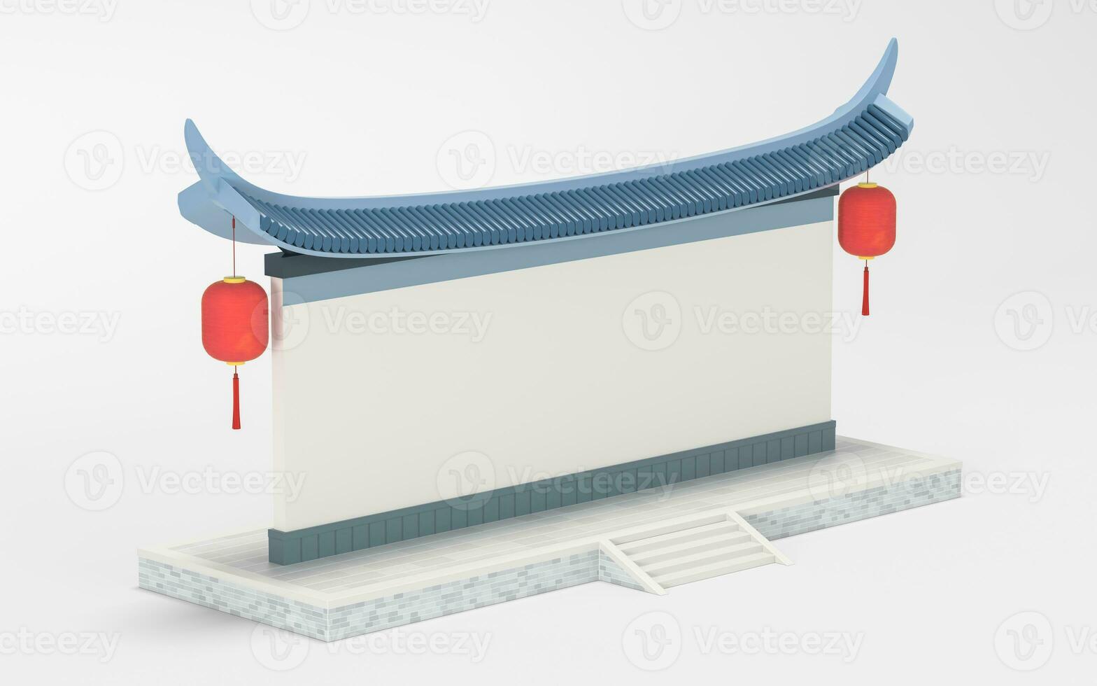 Empty signboard wall, Chinese retro style, 3d rendering. photo