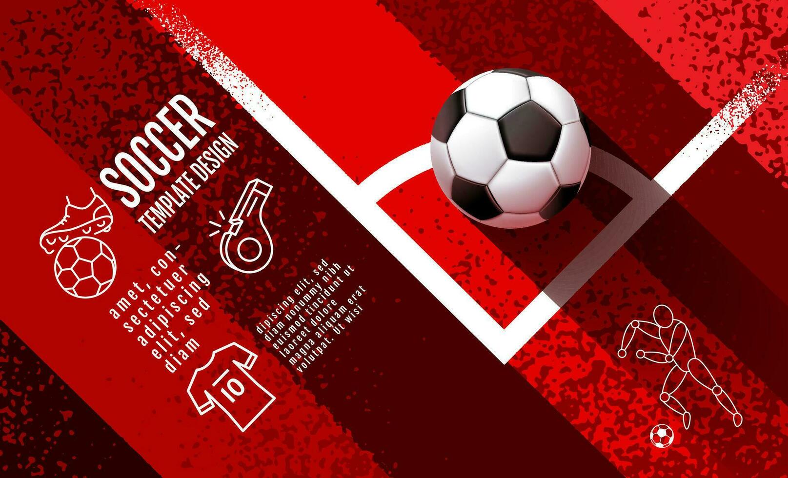 Soccer Template design , Football banner, Sport layout design, Red Theme, vector