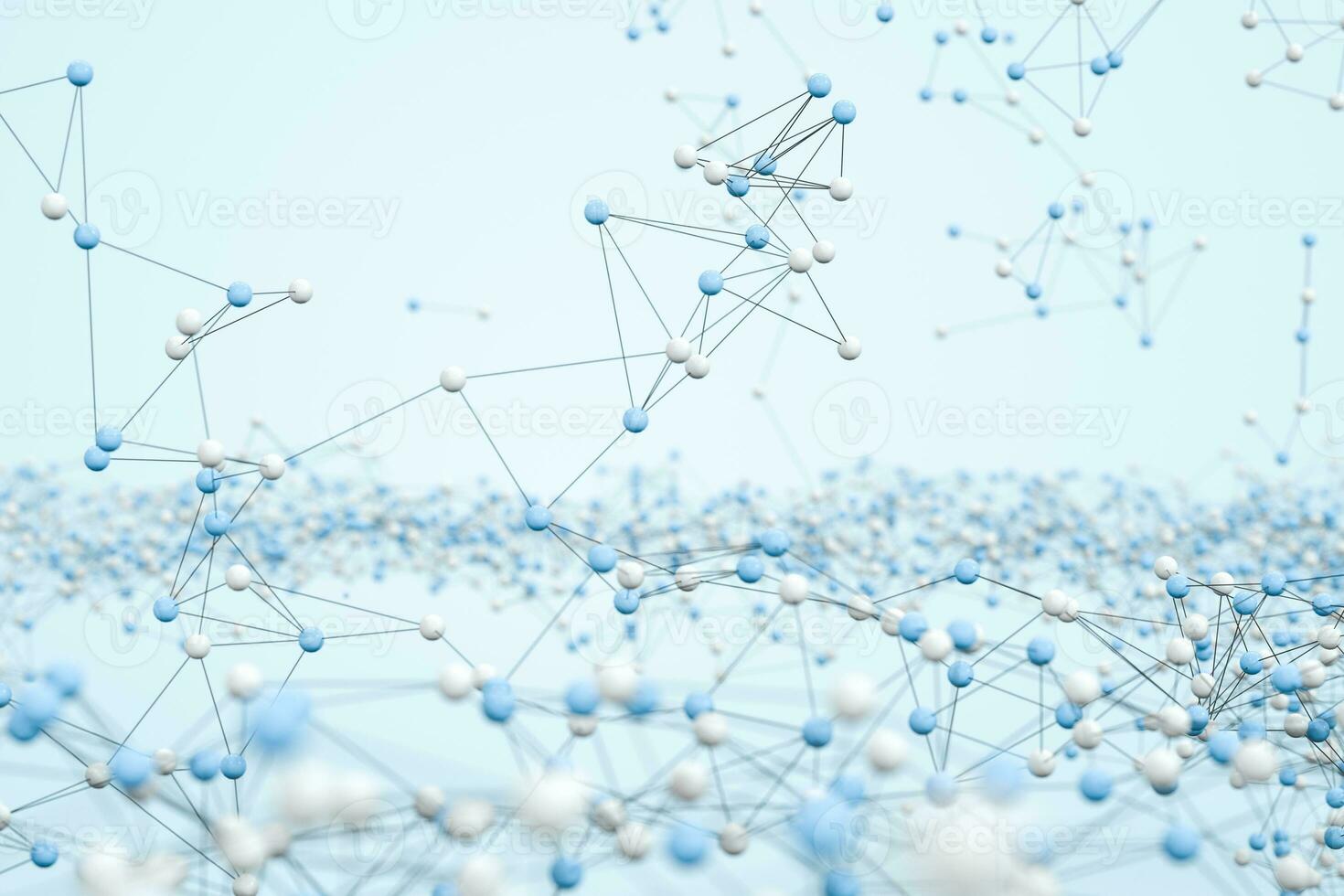 Biology structure lines and particles, 3d rendering. photo