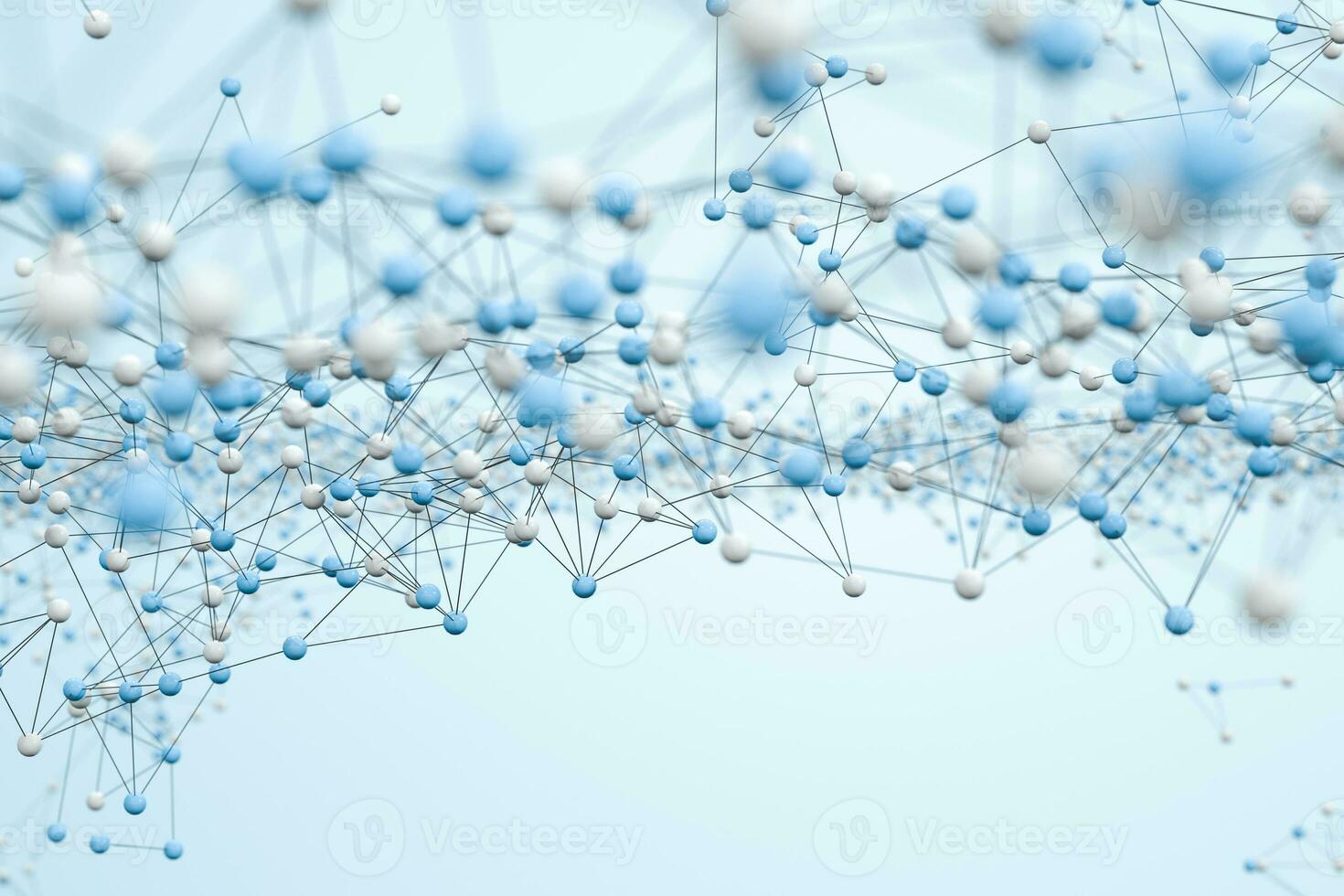 Biology structure lines and particles, 3d rendering. photo