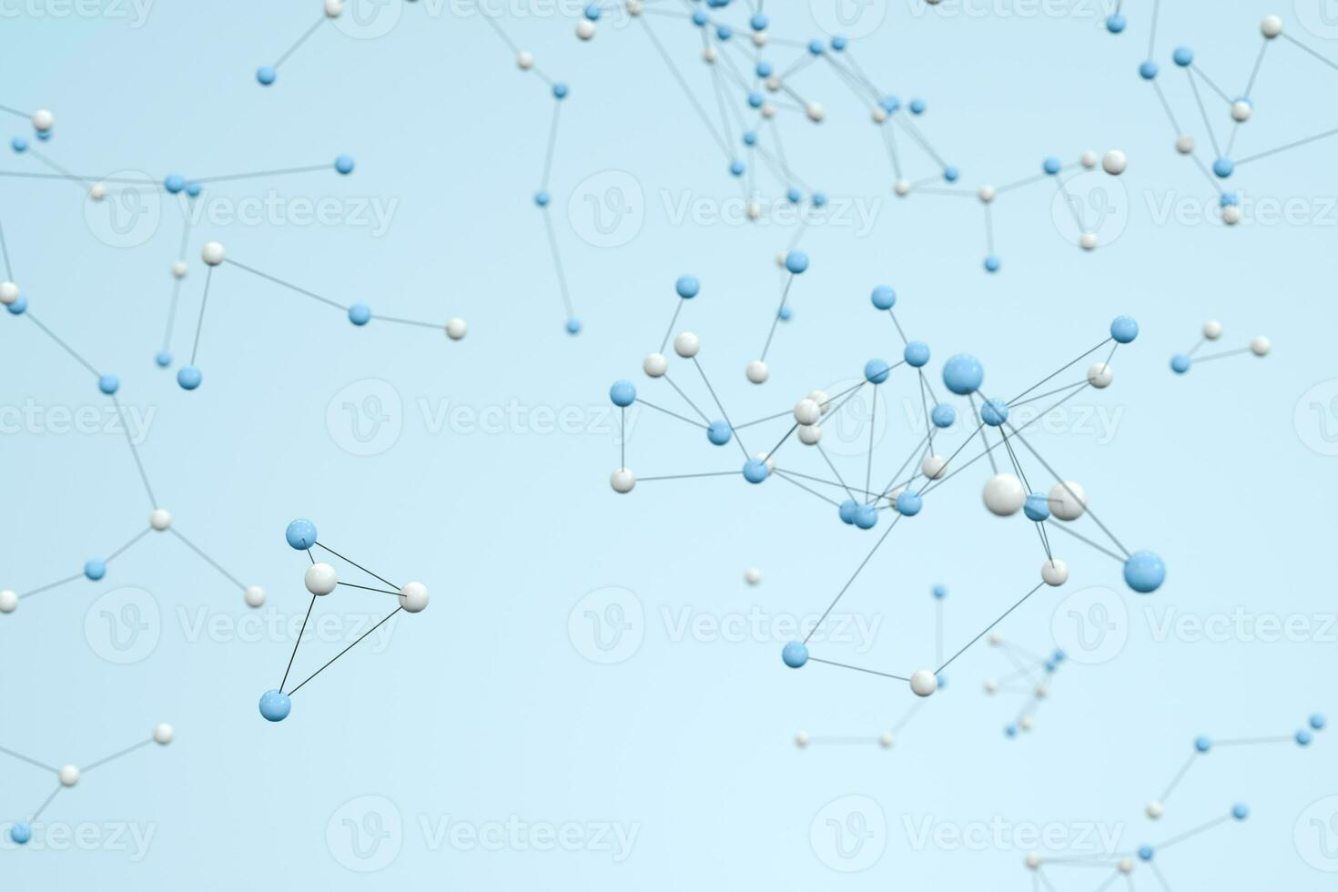 Biology structure lines and particles, 3d rendering. photo