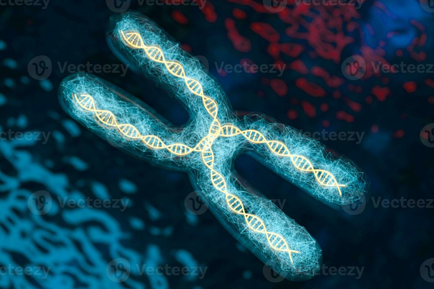 Chromosome with dark background, 3d rendering. photo