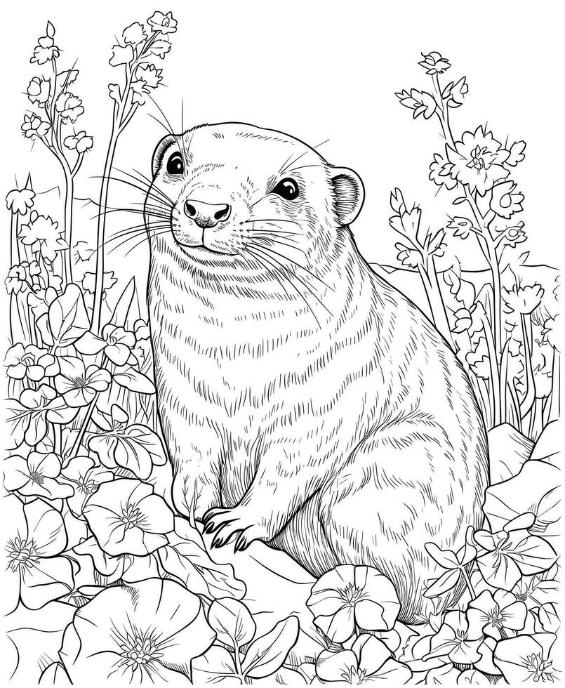 hyrax flores colorante página vector