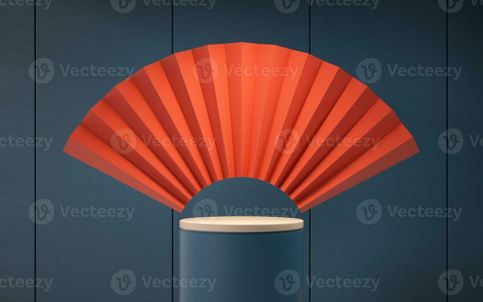 Blank fan with red background, 3d rendering. photo