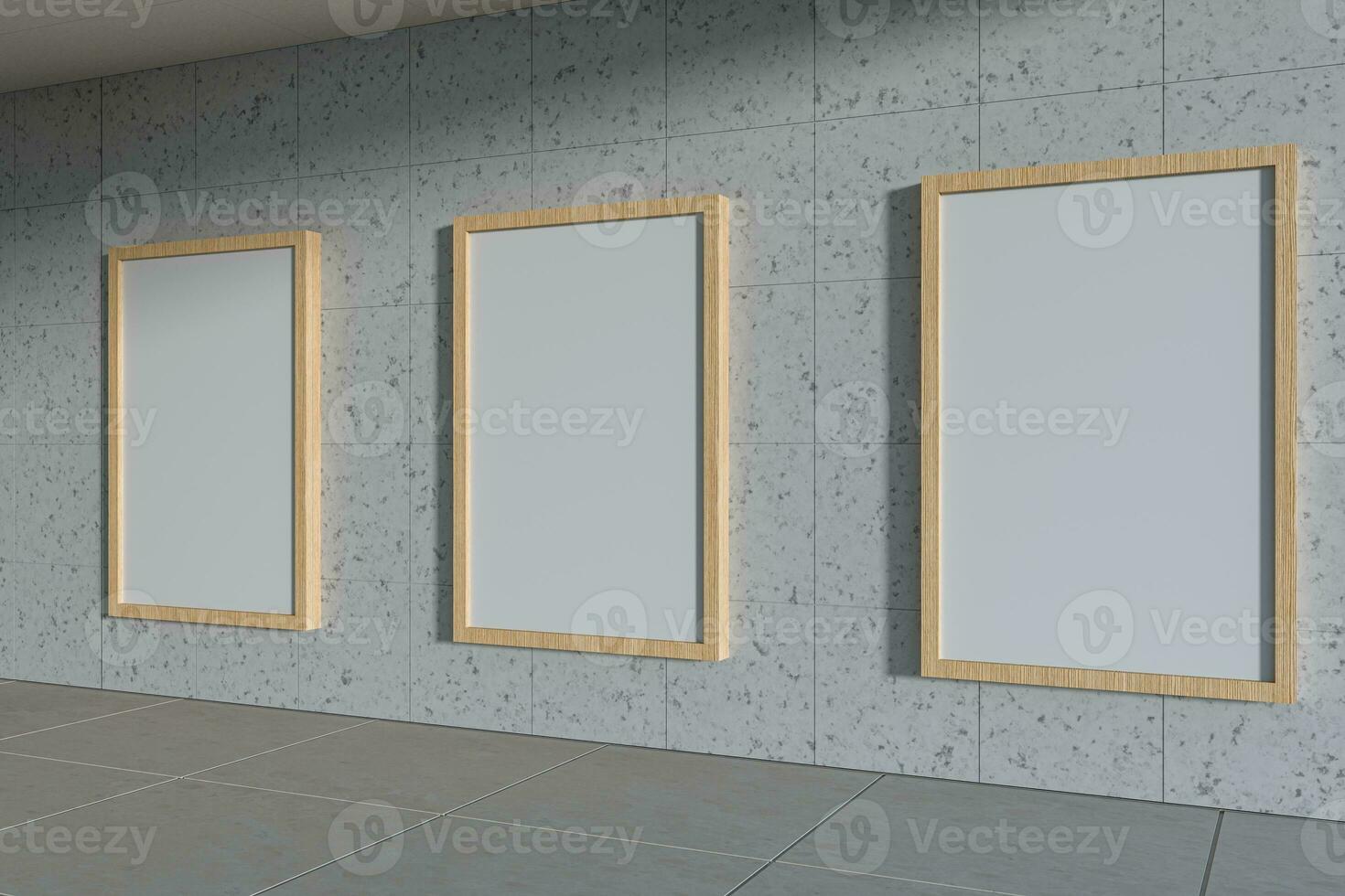 Blank white banner outside. Concrete building in the background. 3d rendering. photo