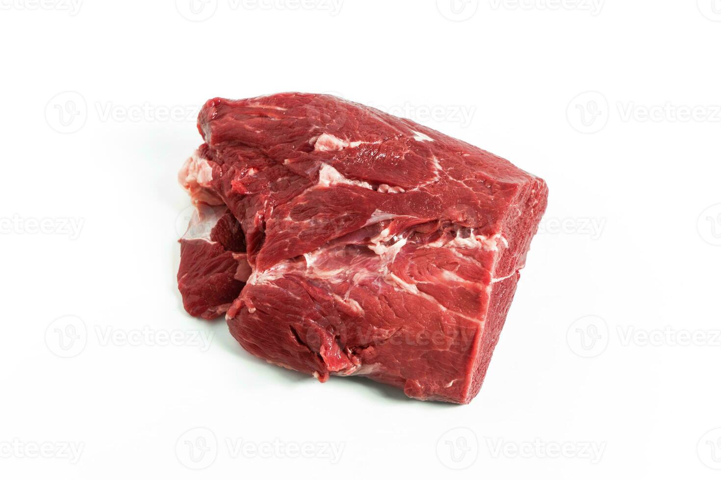 Freshness raw beef in pieces with white background. photo