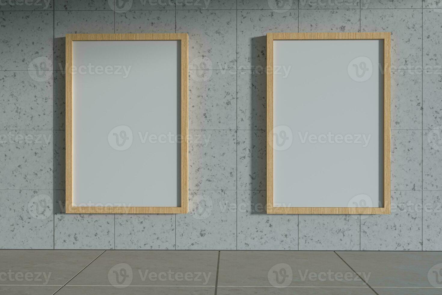 Blank white banner outside. Concrete building in the background. 3d rendering. photo