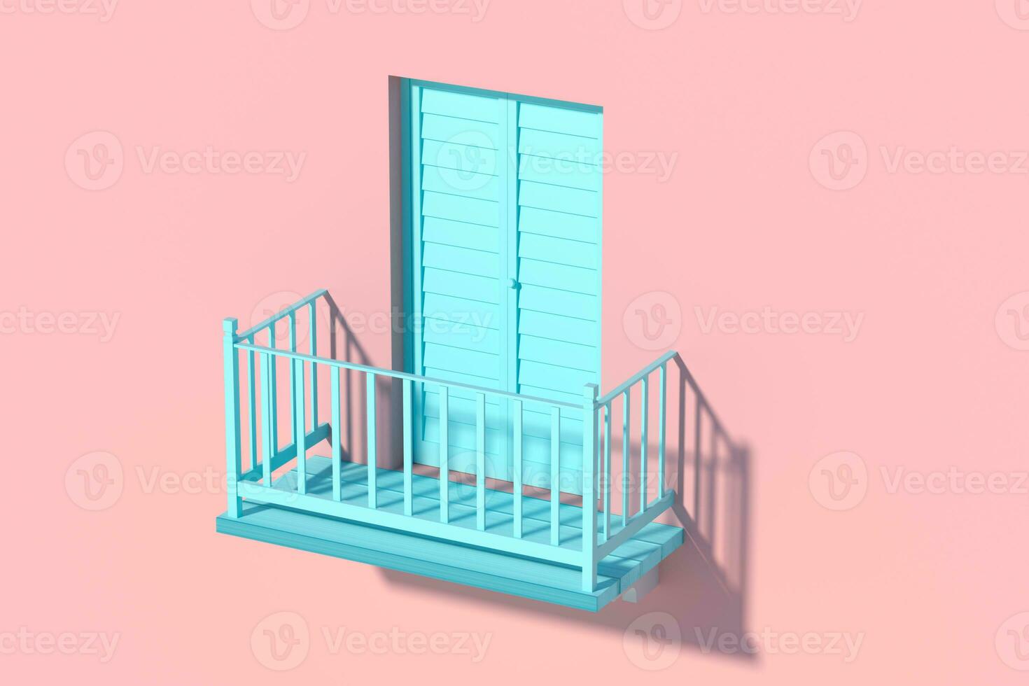 Balcony structure outside the building, 3d rendering. photo