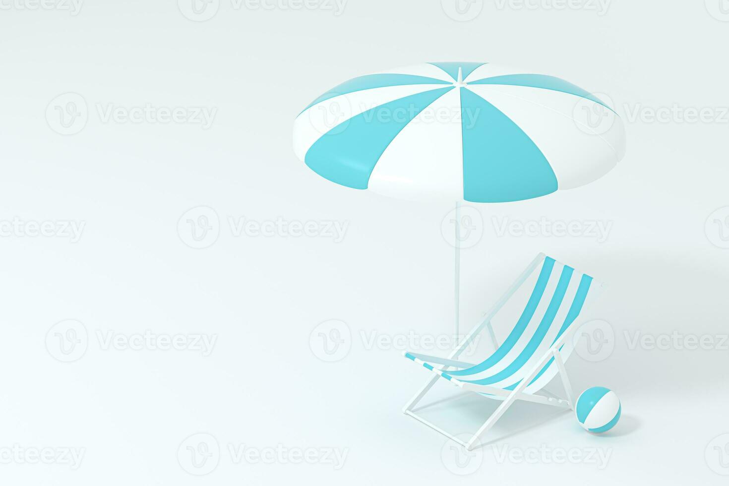 Sunshade, beach chair with orange background, 3d rendering. photo