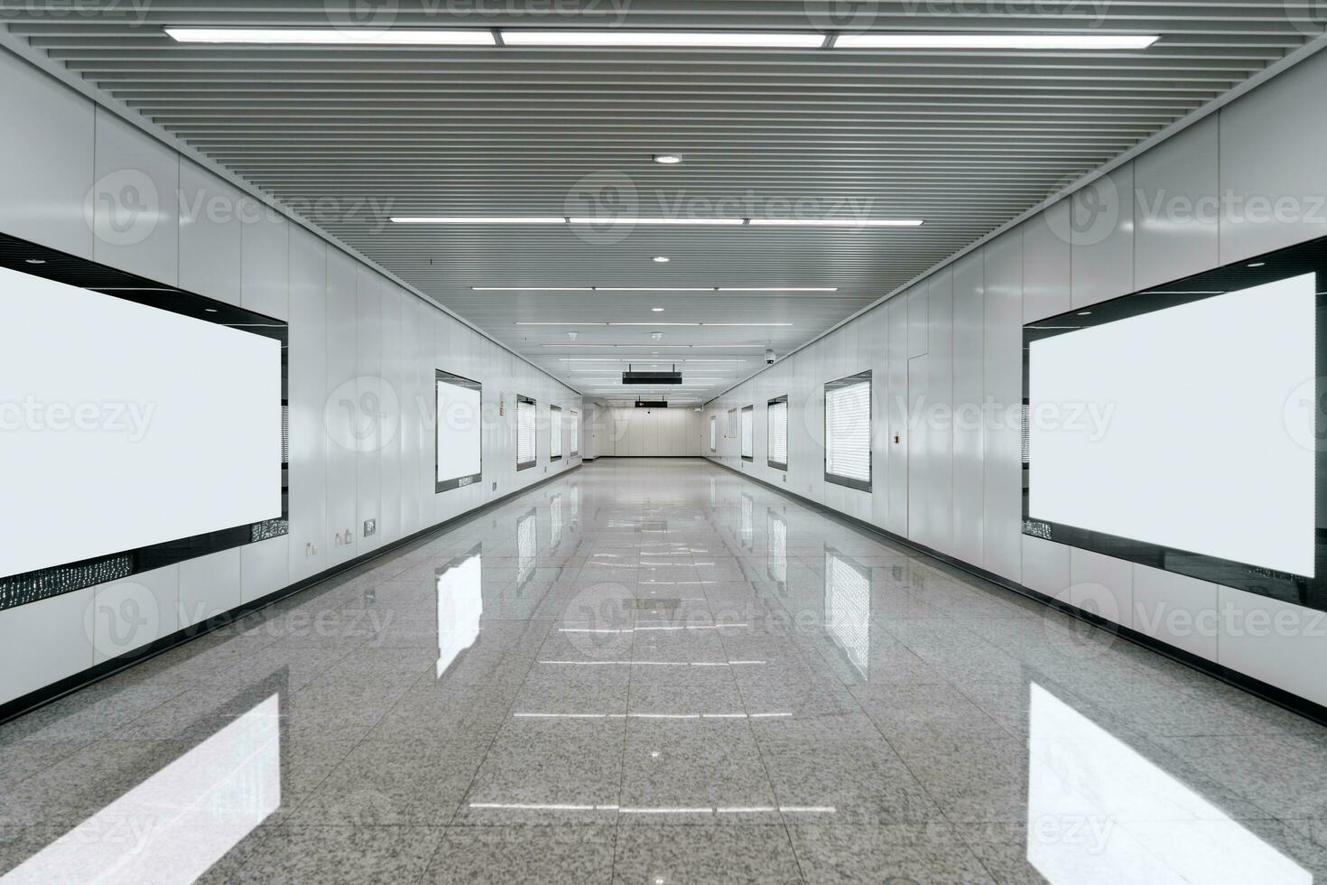 Blank advertisement billboard in the subway. photo