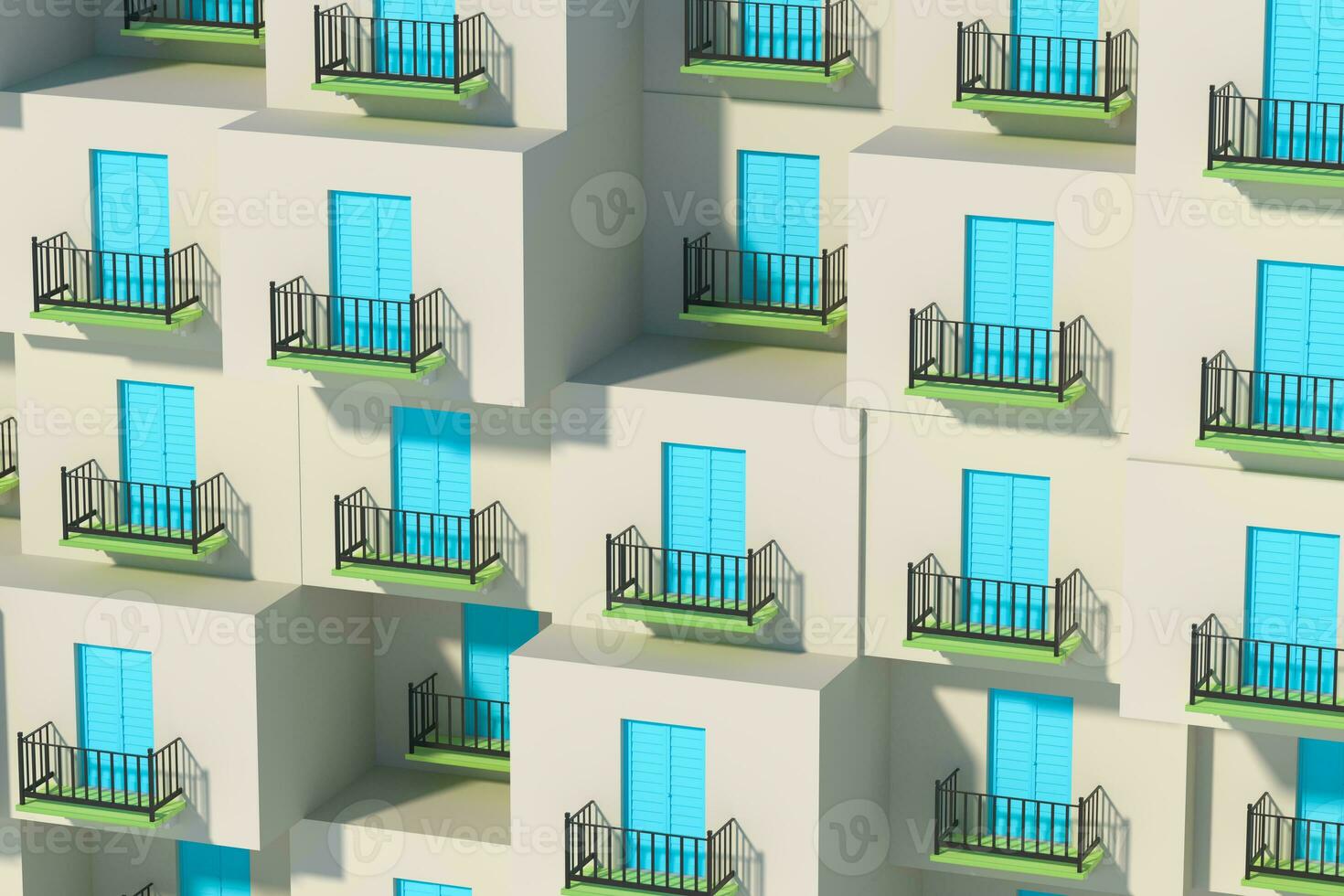 Balcony structure outside the building, 3d rendering. photo