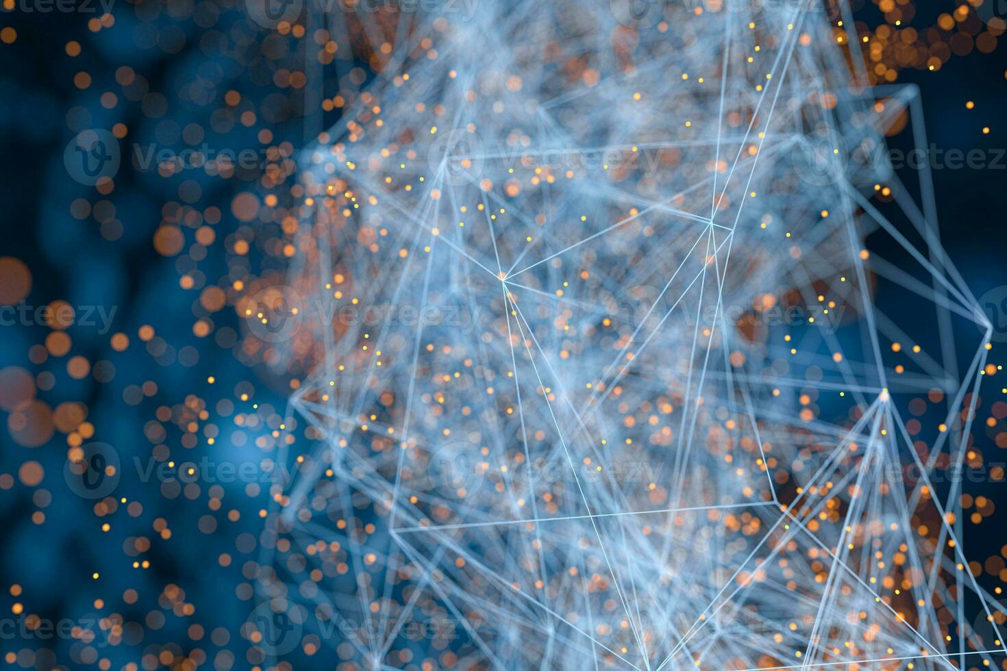 Glowing biotechnology lines with dark background, 3d rendering photo