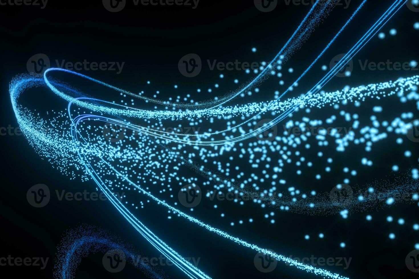 Blue glowing particles, abstract background, 3d rendering. photo