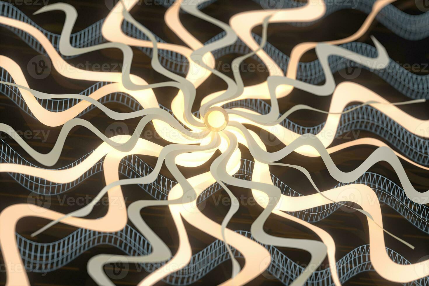 Rotation spiral curve with golden curve, abstract and sacred background, 3d rendering. photo