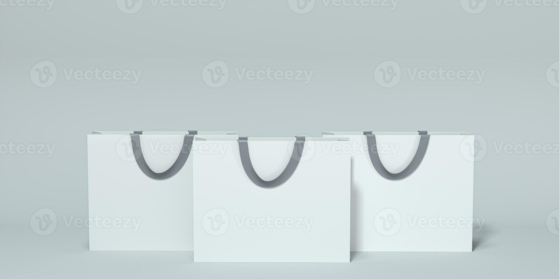 Paper shopping bag, product packaging, 3d rendering. photo