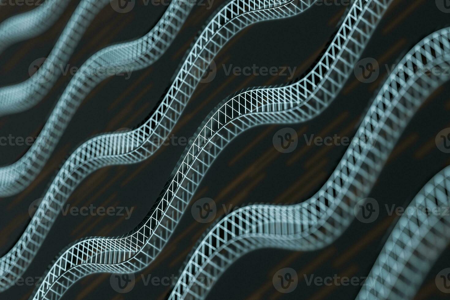 Abstract curve lines with dark background, 3d rendering. photo