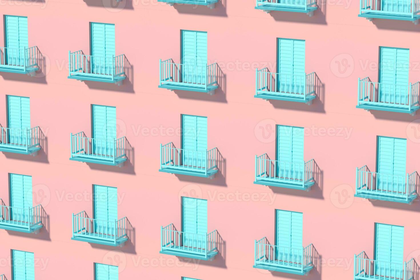 Balcony structure outside the building, 3d rendering. photo