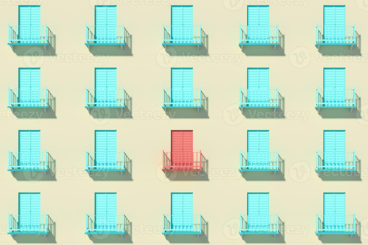 Balcony structure outside the building, 3d rendering. photo