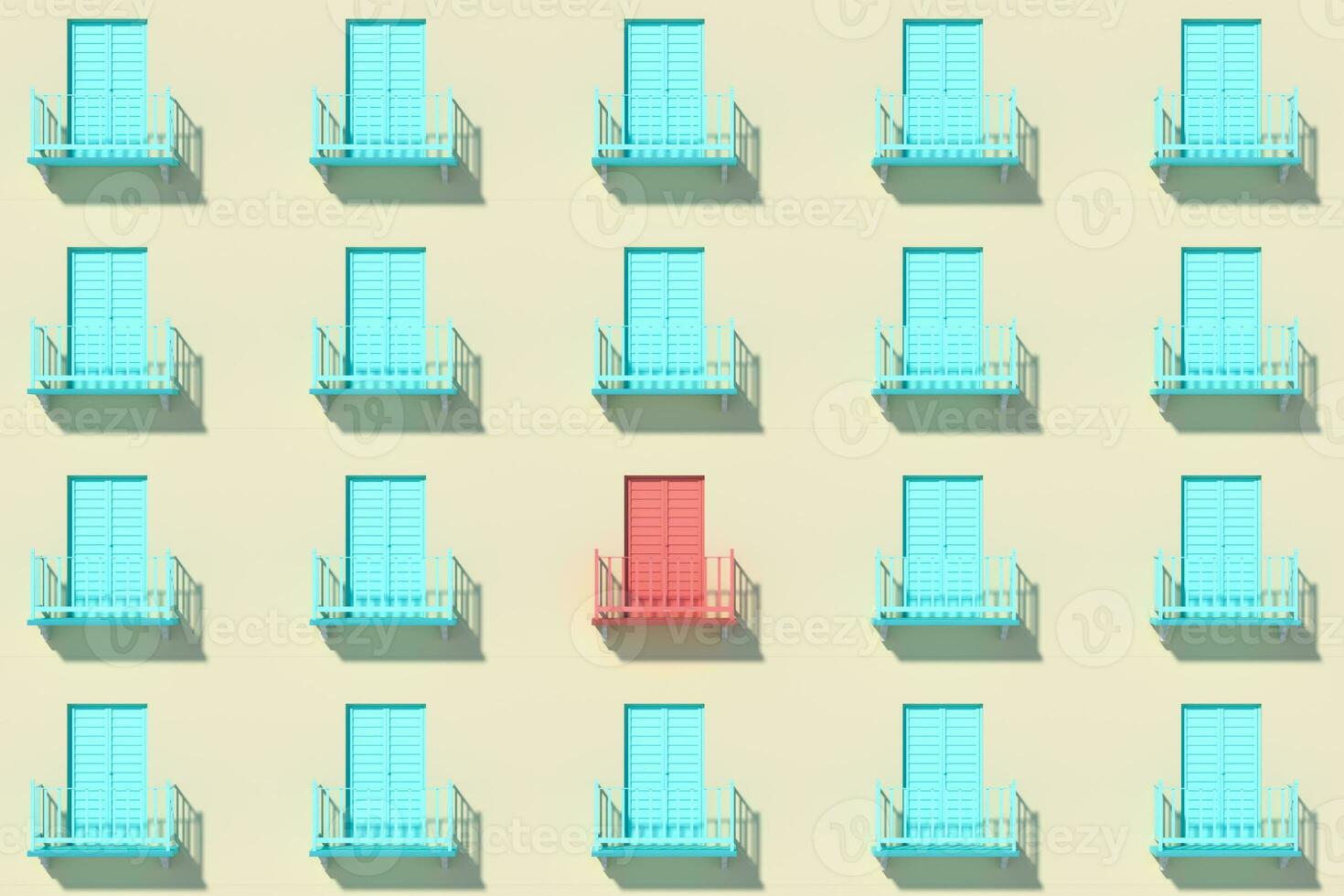 balcón estructura fuera de el edificio, 3d representación. foto