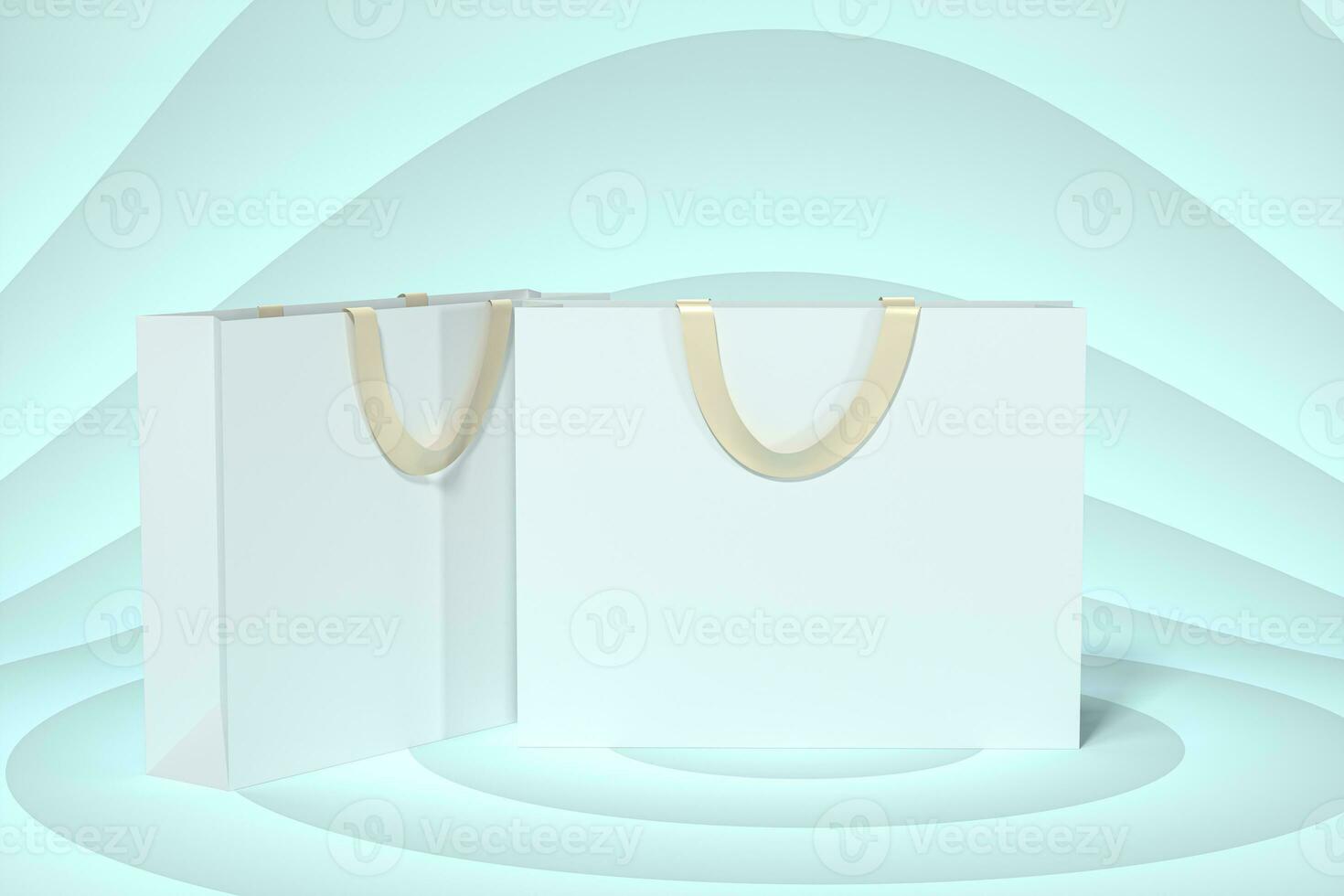 Paper shopping bag, product packaging, 3d rendering. photo