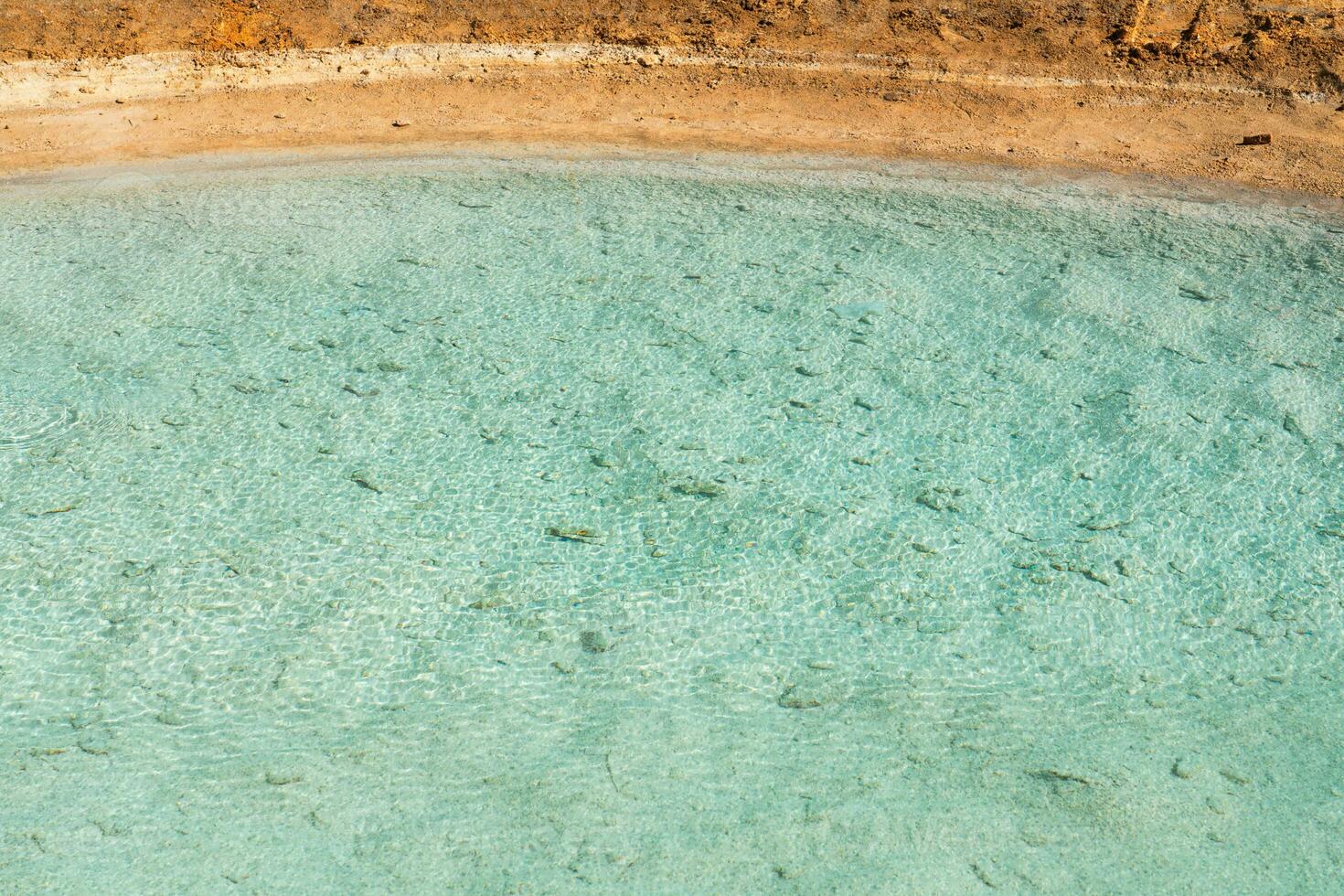 The cyan saline lake, natural lake background. photo